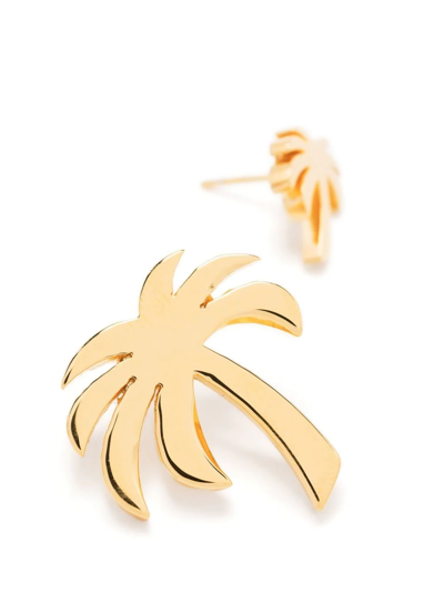 Palm Angels Palm-detail Stud Earrings In 金色