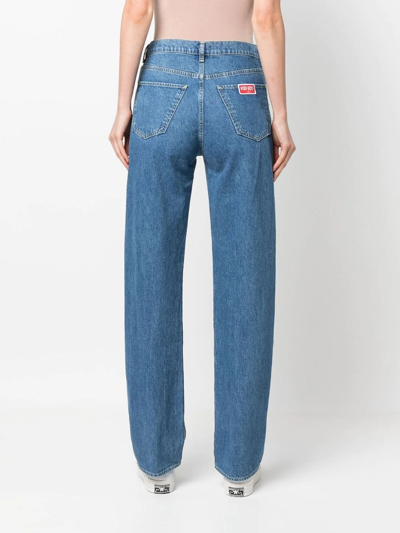 Shop Kenzo High-rise Straight-leg Jeans In 蓝色