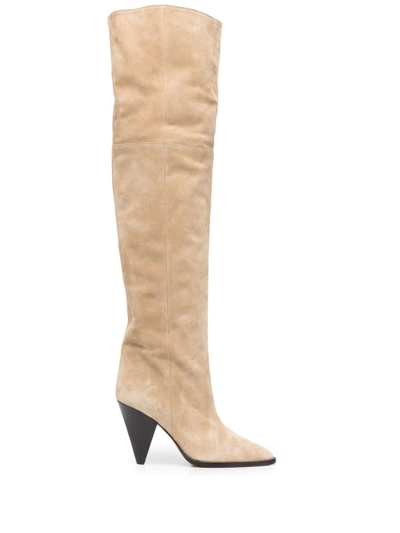 Shop Isabel Marant Riria Thigh-high Boots In 中性色