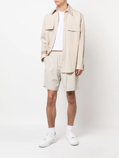 Shop Helmut Lang Elasticated Cotton Shorts In 中性色