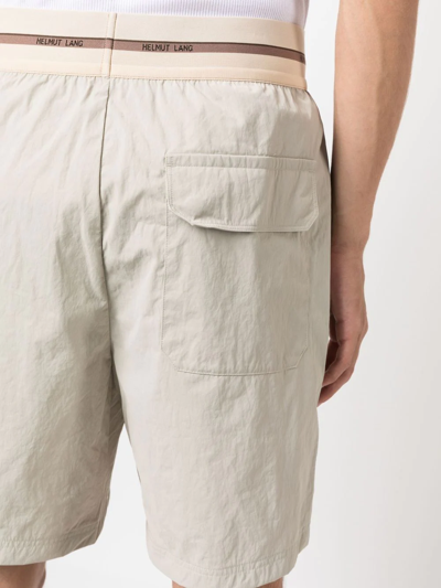 Shop Helmut Lang Elasticated Cotton Shorts In 中性色