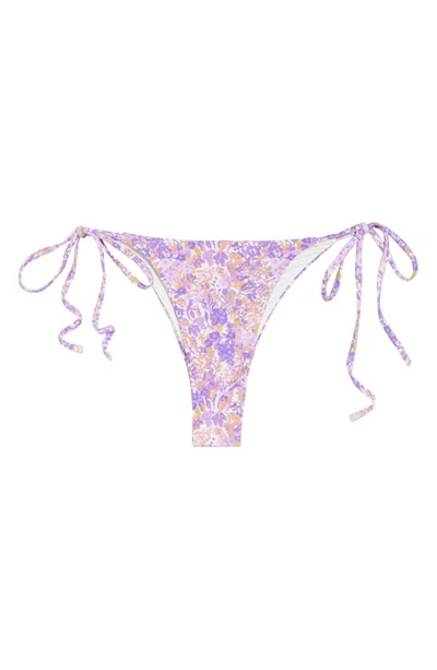 House Of Cb Santorini Floral-print High-rise Stretch-woven Bikini Bottoms In Violet Floral