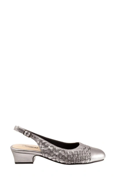 Shop Trotters Dea Woven Slingback Pump In Pewter