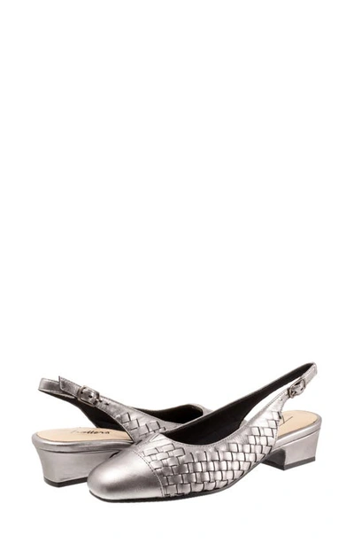 Shop Trotters Dea Woven Slingback Pump In Pewter