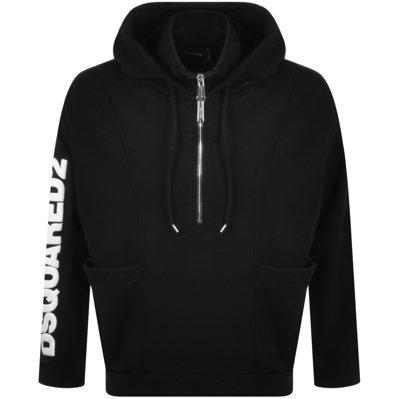 Shop Dsquared2 Double Neck Pullover Hoodie Black