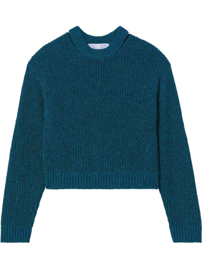 Shop Proenza Schouler White Label Cut-out Rib-knit Jumper In Blue