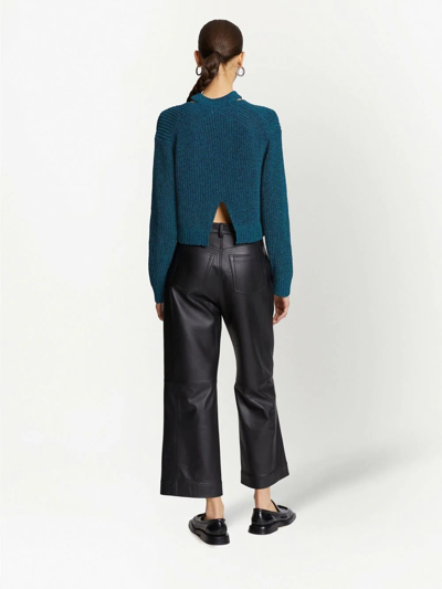 Shop Proenza Schouler White Label Cut-out Rib-knit Jumper In Blue