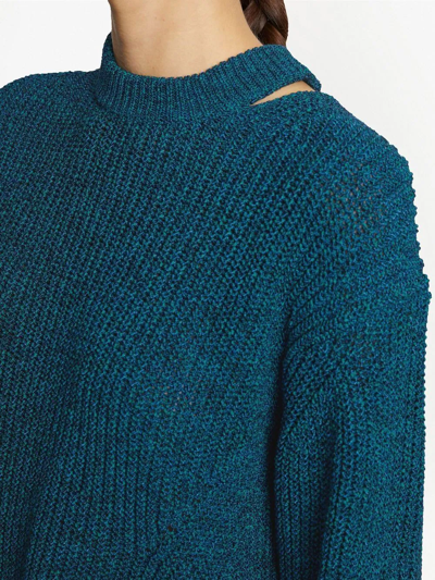 Shop Proenza Schouler White Label Cut-out Rib-knit Jumper In Blue