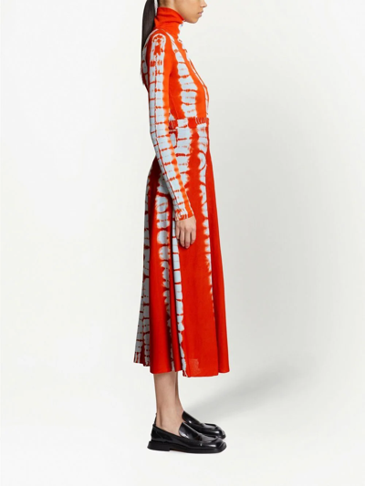 Shop Proenza Schouler Tie-dye Knitted Pleated Skirt In Orange