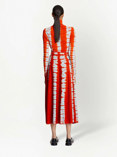 Shop Proenza Schouler Tie-dye Knitted Pleated Skirt In Orange
