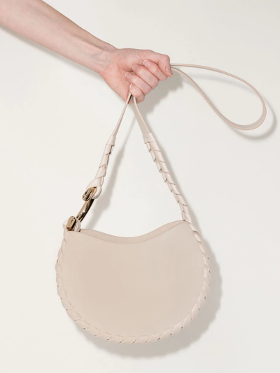 Chloé Mate Small Whipstitched Leather Shoulder Bag In Neutrals