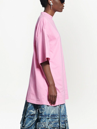 Shop Balenciaga Glitter-slogan Cotton T-shirt In Pink