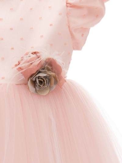 Tulleen Floral-appliqué Tulle Dress In Pink