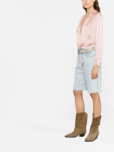 Shop Zadig & Voltaire Gathered-detail Long-sleeve Blouse In Pink