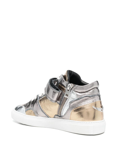 Shop Zadig & Voltaire Mid Flash Lace-up Sneakers In Grey