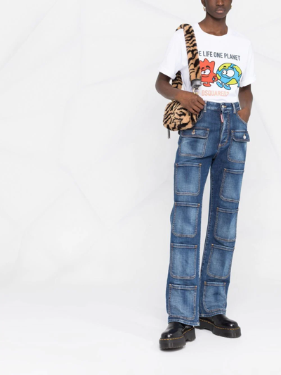 Dsquared2 Multi-pocket High-waisted Jeans In Blue
