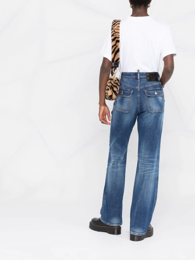 Dsquared2 Multi-pocket High-waisted Jeans In Blue