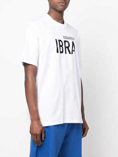 Dsquared2 Ibra Over Cotton Jersey T-shirt In White