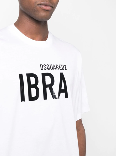 Dsquared2 Ibra Over Cotton Jersey T-shirt In White
