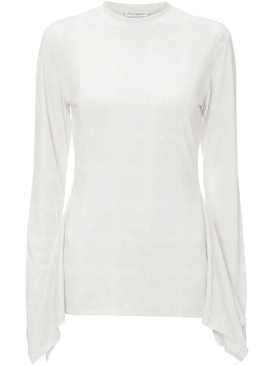 Jw Anderson Mock Turtleneck Handkerchief Top In White