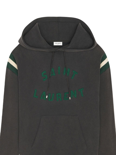 Shop Saint Laurent Logo-patch Cotton Hoodie In Black
