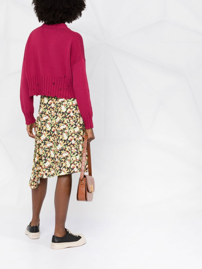 Shop Marni Floral-print A-line Skirt In Black