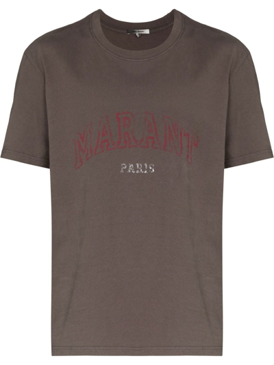 Shop Isabel Marant Honore Logo-print T-shirt In Neutrals