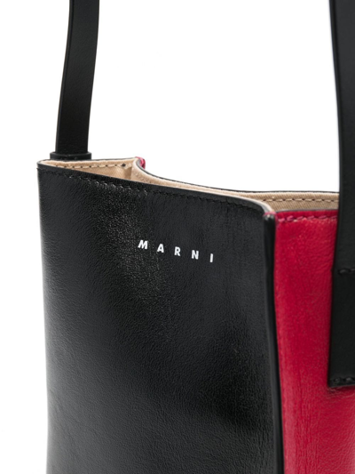 Shop Marni Logo-print Single-strap Shoulder Bag In Black