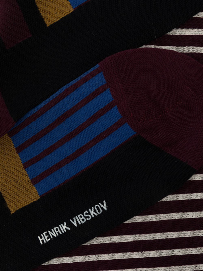 Shop Henrik Vibskov Playground Striped Socks In Bordeaux Stripes