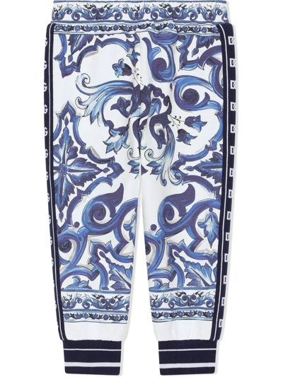 Shop Dolce & Gabbana Majolica-print Track Pants In Blue