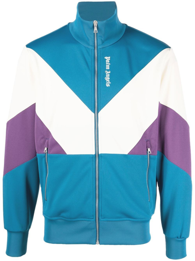 Shop Palm Angels Colour-block Track Jacket In Blue