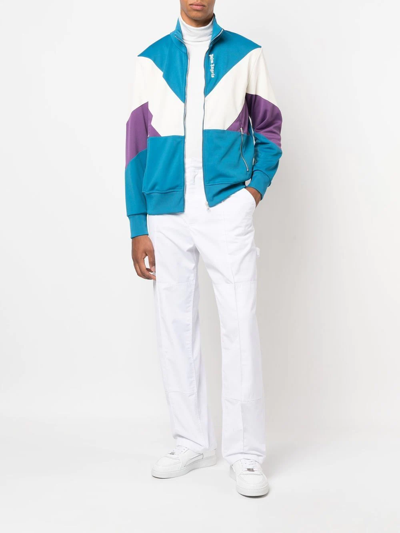 Palm Angels Color Block Tech Jersey Track Jacket In Blue