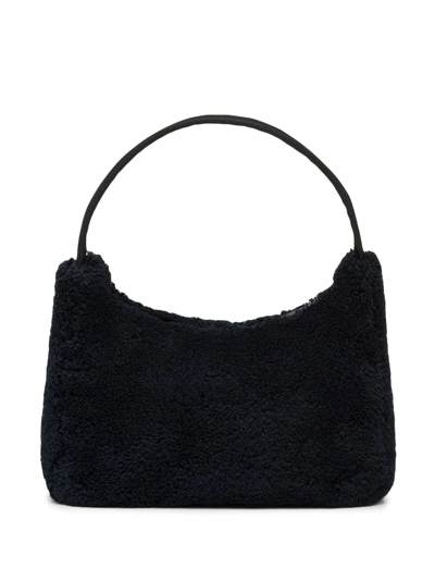 Prada Re-edition 2000 Mini Shearling Shoulder Bag In Black