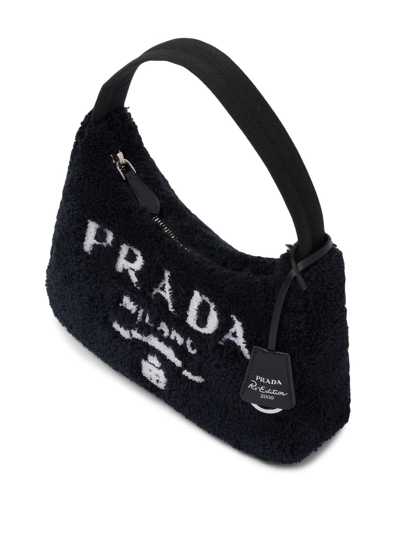 Shop Prada Re-edition 2000 Terry-effect Mini Bag In Black