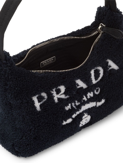 Prada Re-edition 2000 Mini Shearling Shoulder Bag In Black