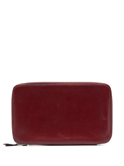 Pre-owned Hermes 2010  Azap Zipped Wallet In Red