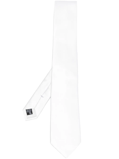 Shop Giorgio Armani Plain Silk Tie In White