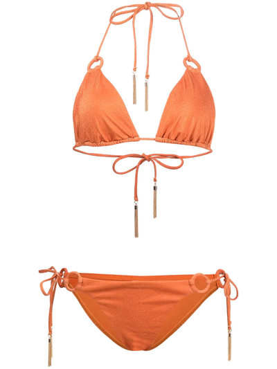 Shop Zimmermann Anneke Lurex Ring Halterneck Bikini Set In Orange