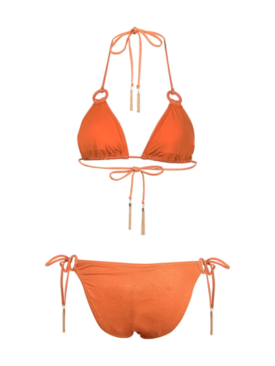 Shop Zimmermann Anneke Lurex Ring Halterneck Bikini Set In Orange