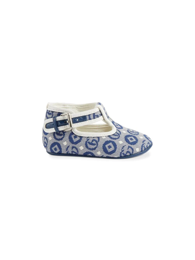 Shop Gucci Double G Canvas Crib Shoes In Blue