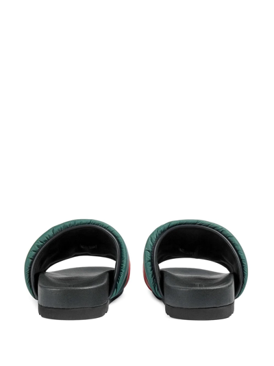Gucci Sideline Puffer Web Slide Sandal In Green
