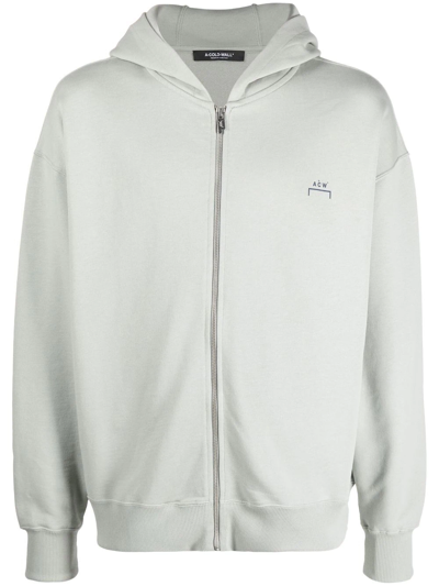 Shop A-cold-wall* Logo-print Zip-up Hoodie In Grey