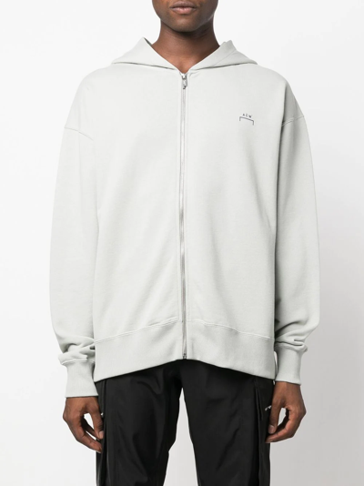 Shop A-cold-wall* Logo-print Zip-up Hoodie In Grey