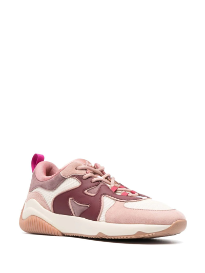 Hogan H597 Allacciato H Sneakers In Multicolor Leather In Pink