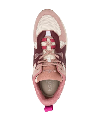 Hogan H597 Allacciato H Sneakers In Multicolor Leather In Pink