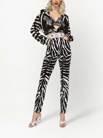 Dolce & Gabbana Zebra-print Silk Shirt In Black