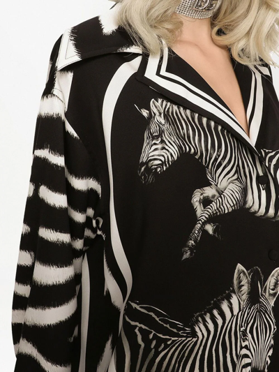 Dolce & Gabbana Zebra-print Silk Shirt In Black