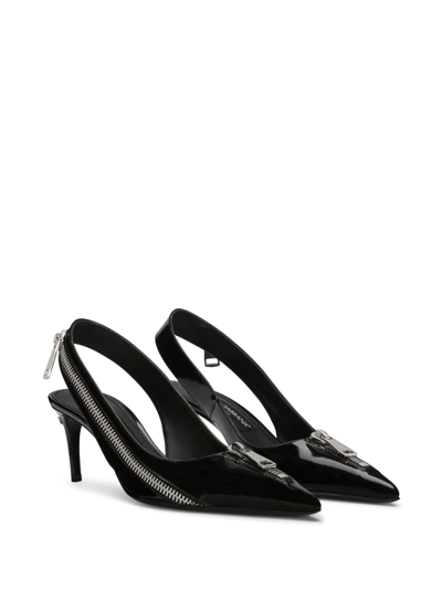 Shop Dolce & Gabbana Zip-detail Pointed Pumps In Black