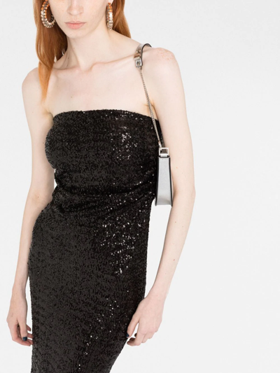 Shop P.a.r.o.s.h Sequins Off-shoulder Dress In Black