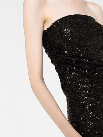 Shop P.a.r.o.s.h Sequins Off-shoulder Dress In Black